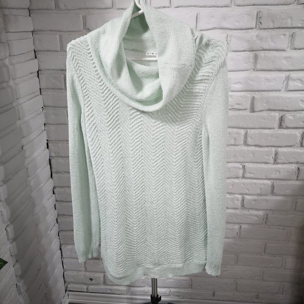 Cleo Ladies Size XS Cowl Neck Mint Green Lightweight Tunic/Sweater
